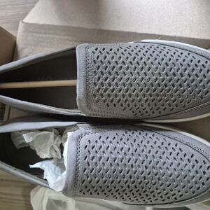 Ecco Gray Loafers Slip-Ons with Woven Texture